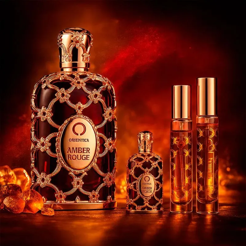 Kit Orientica Luxury Collection Amber Rouge Eau De Parfum Perfume- 80ml + Miniatura 7,5ml + 2 Atomizers 10ml - Imagem 2