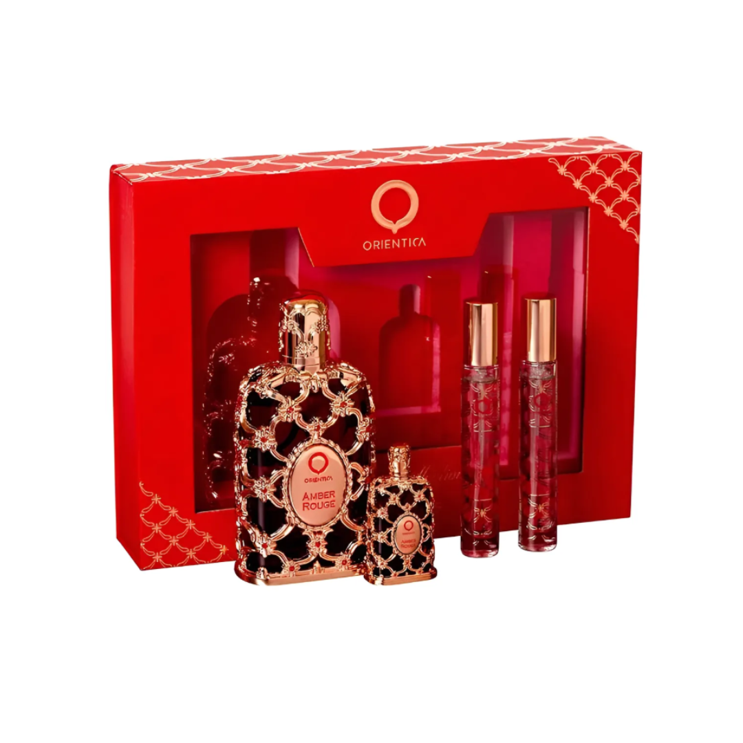 Kit Orientica Luxury Collection Amber Rouge Eau De Parfum Perfume- 80ml + Miniatura 7,5ml + 2 Atomizers 10ml