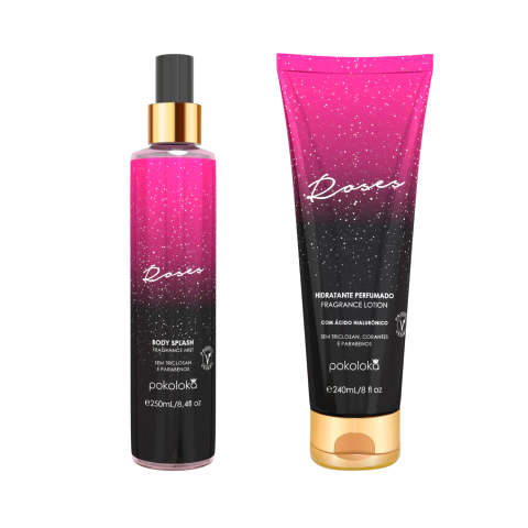 Kit Roses Pokoloka Feminino - Body Splash 250ml + Hidratante 240ml